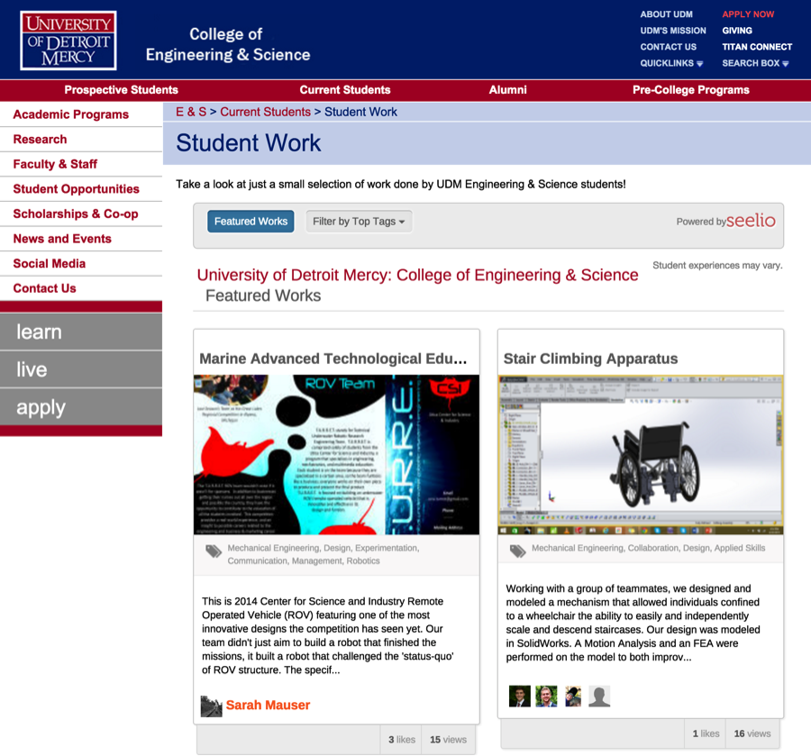 University of Detroit Mercy College of Engineering & Science website