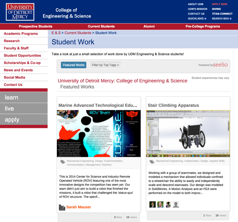 University of Detroit Mercy College of Engineering & Science website