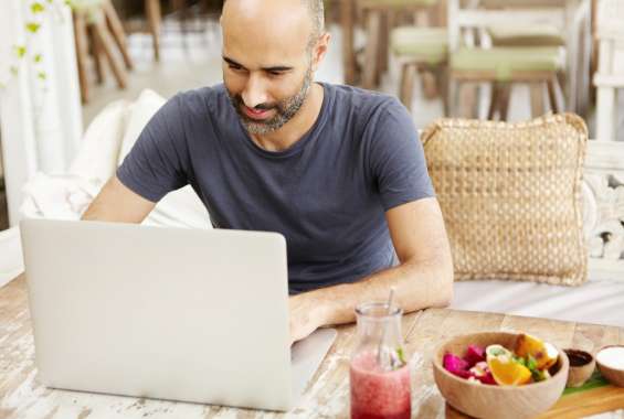 man using a laptop
