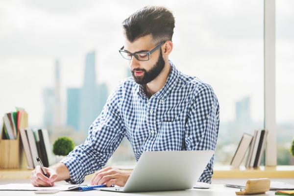 man writing