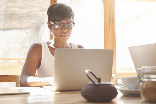 woman working on laptop
