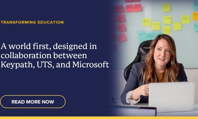 Infographic with text: A world first, designed in collaborations between Keypath, UTS and Microsoft.